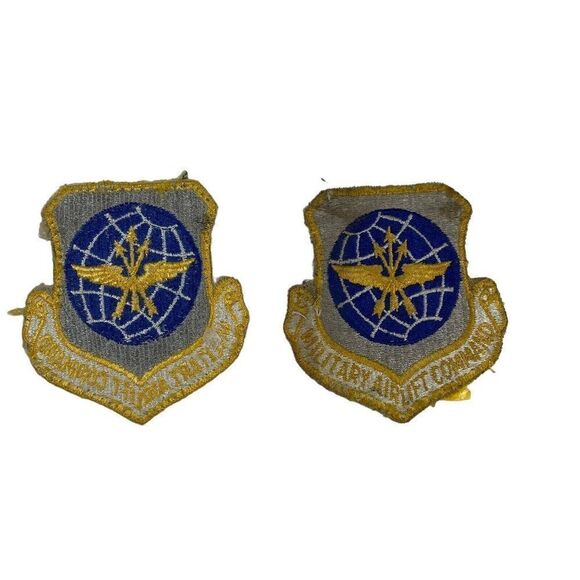 US Military Airlift Command Patches Set Of 2 United States Uniform Cut Edge - Picture 1 of 3